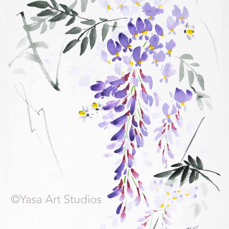 Original Minimalism Floral Painting by Yasa Mt