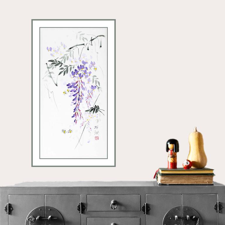 Original Minimalism Floral Painting by Yasa Mt
