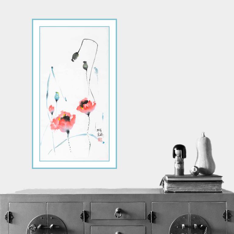 Original Minimalism Floral Painting by Yasa Mt