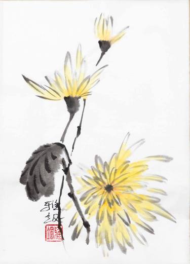 Original Minimalism Floral Painting by Yasa MT