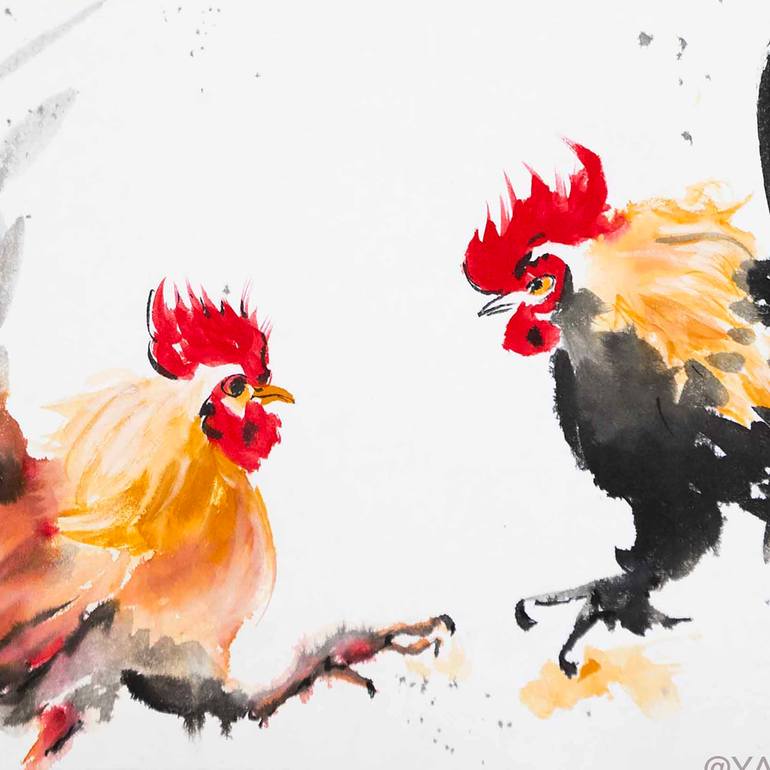 Original Symbolism Animal Painting by Yasa Mt