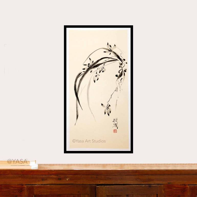 Original Minimalism Floral Painting by Yasa Mt