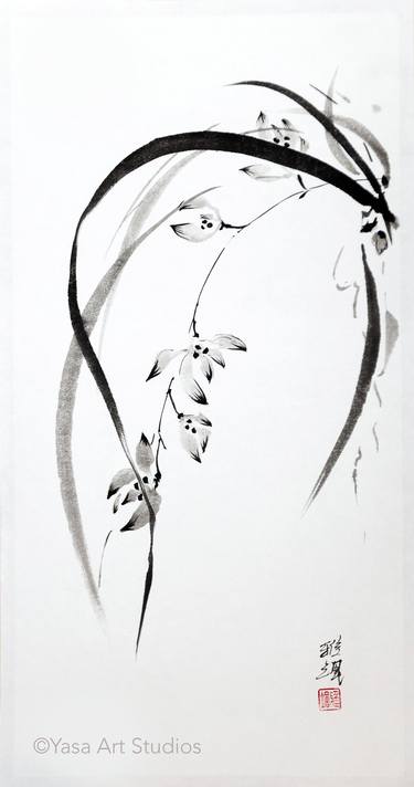 Original Minimalism Floral Painting by Yasa Mt