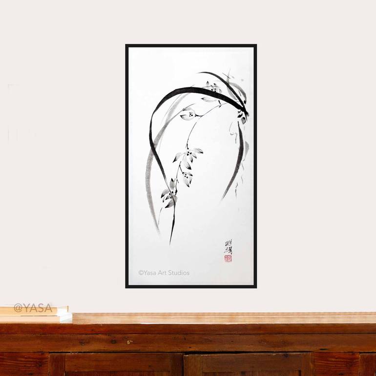 Original Minimalism Floral Painting by Yasa Mt