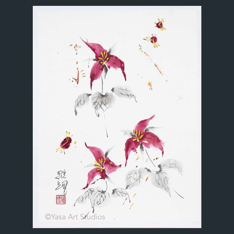 Original Minimalism Floral Painting by Yasa Mt