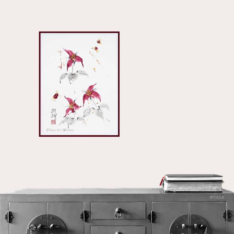 Original Minimalism Floral Painting by Yasa Mt