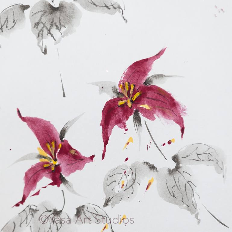 Original Minimalism Floral Painting by Yasa Mt