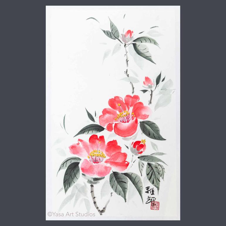 Original Symbolism Floral Painting by Yasa Mt