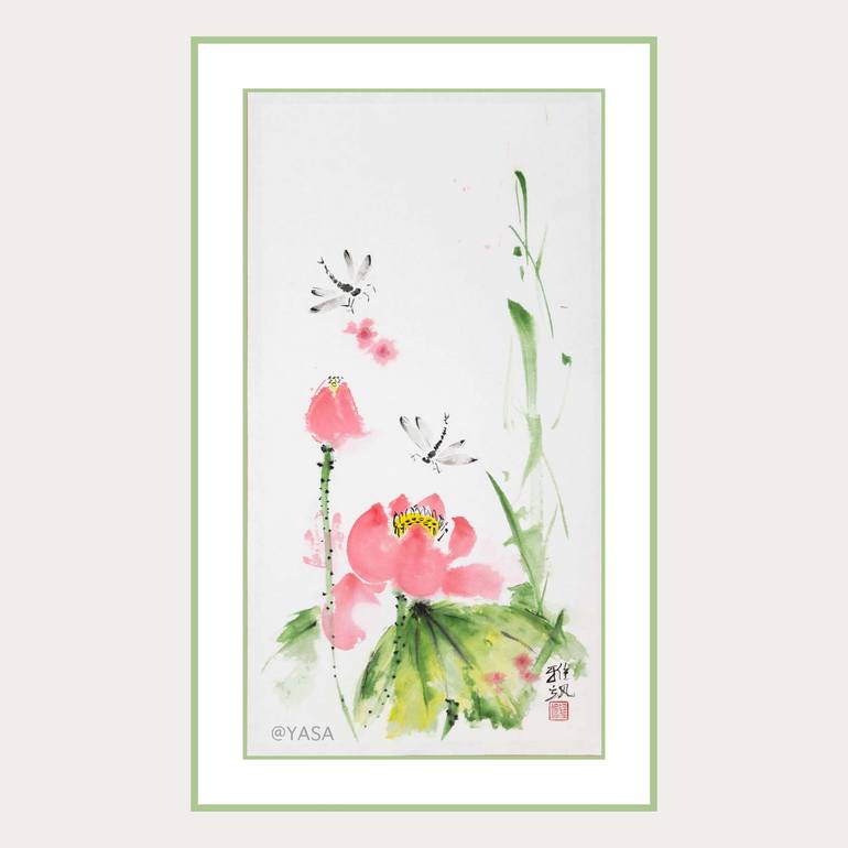 Original Minimalism Floral Painting by Yasa Mt