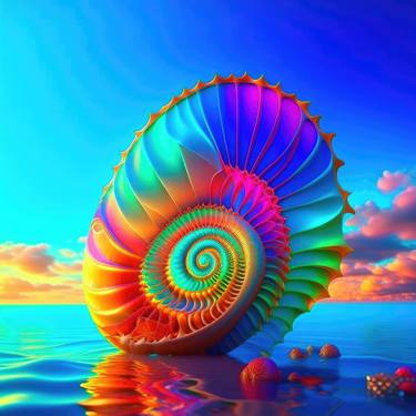 Nautilus Shell in Rainbow Colors thumb