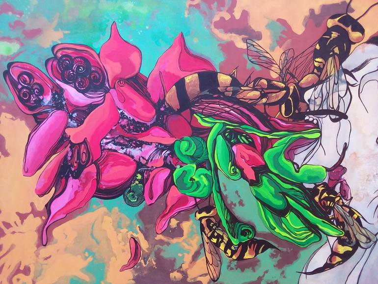 Original Expressionism Floral Painting by Rachel Pérez Troncoso