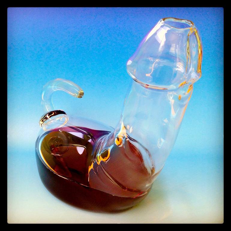 One-one-of-a-kind Big Dick Wine decanter Sculpture by bob blumer