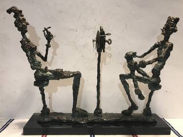 Original Figurative Time Sculpture by Erno Toth