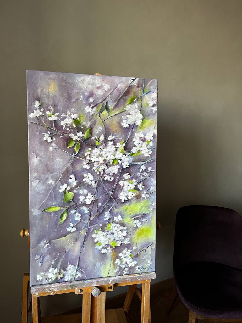 Original Abstract Floral Painting by Lena Zoria