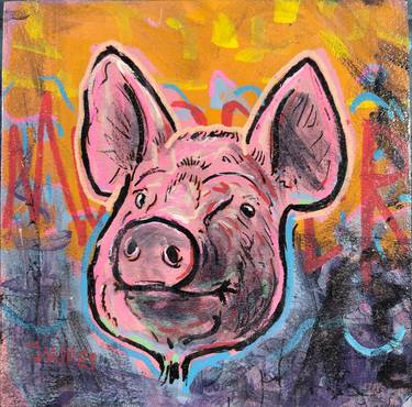 little Piggy 5x5 acrylic on wood panel thumb