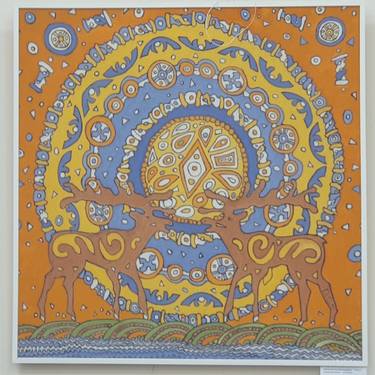 Decorative Painting on cotton fabric “Sun of the Scythians” 2023 thumb