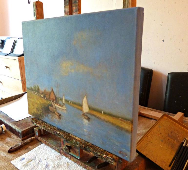 Original Fine Art Boat Painting by David Moore
