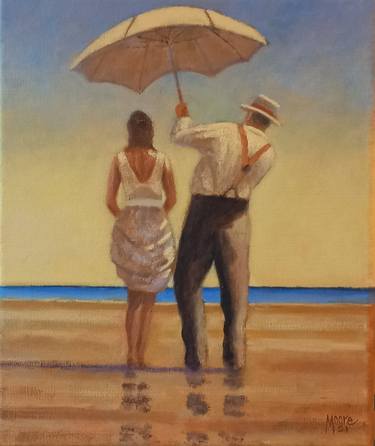 Original Figurative Beach Paintings by David Moore