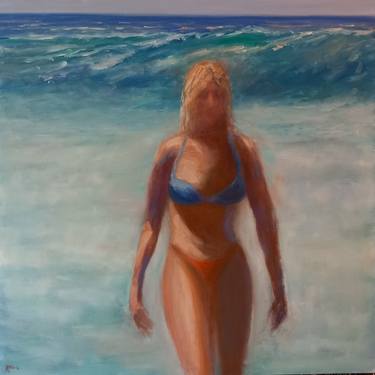 Original Figurative Beach Paintings by David Moore