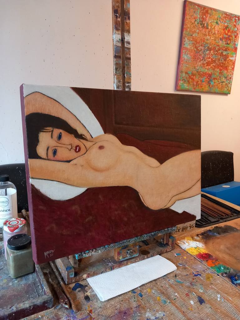 Original Portraiture Nude Painting by David Moore
