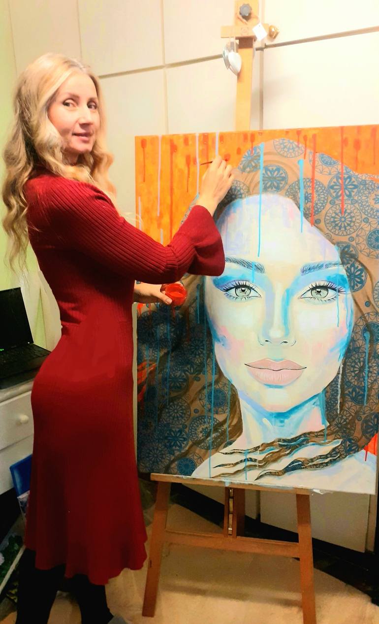 Original Abstract People Painting by Iryni Art