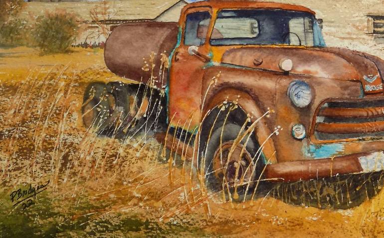 Original Car Painting by Paula Bridges