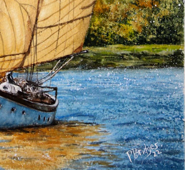 Original Boat Painting by Paula Bridges