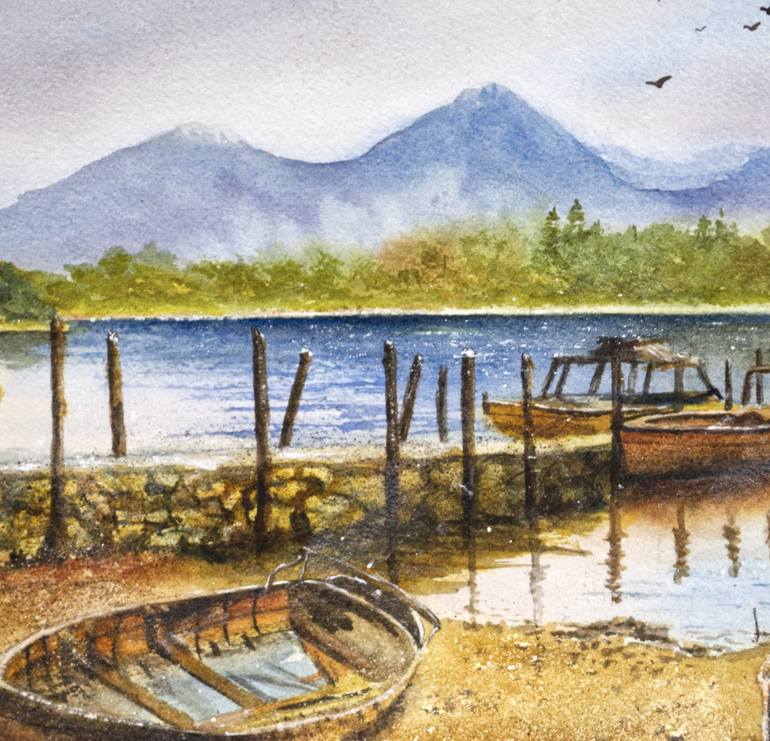 Original Impressionism Boat Painting by Paula Bridges