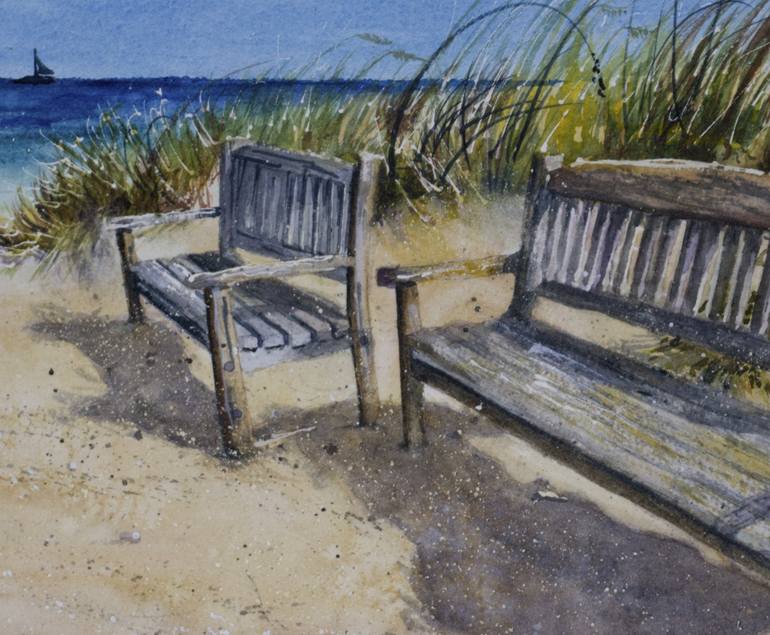 Original Impressionism Beach Painting by Paula Bridges