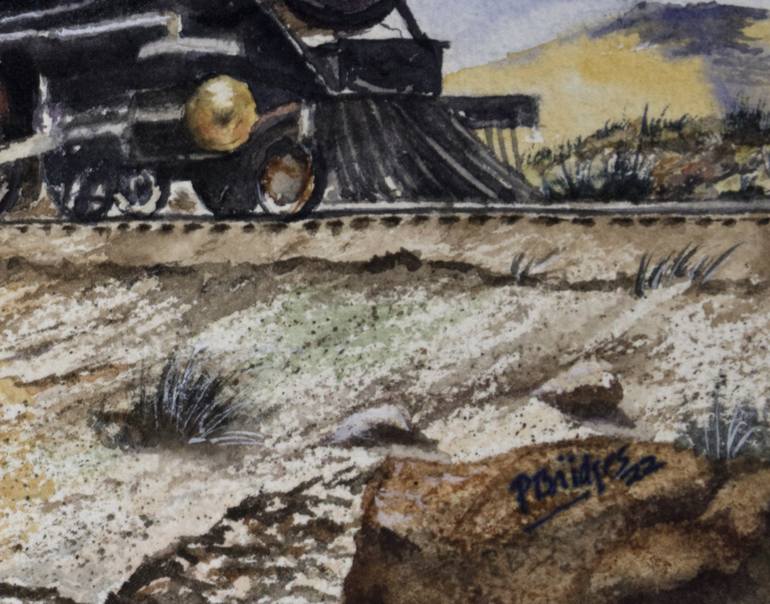Original Train Painting by Paula Bridges