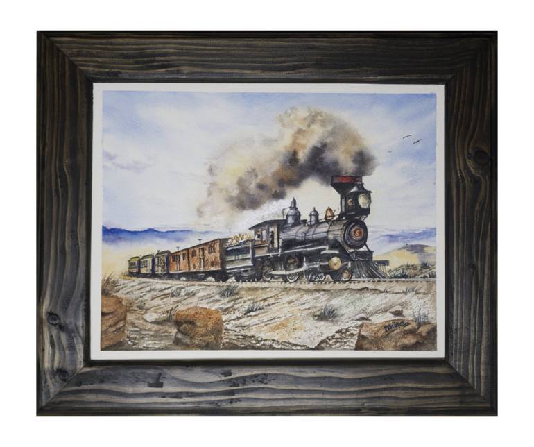 Original Fine Art Train Painting by Paula Bridges