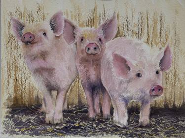 Three Little Pigs in Watercolor 9x12 thumb