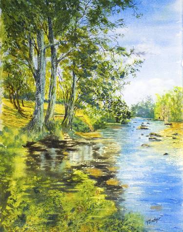 Guadalupe Reflections Kerville Texas in Watercolor 11x14 thumb