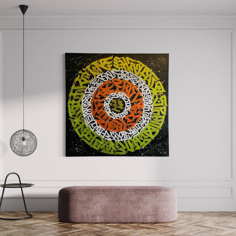 Original Abstract Calligraphy Painting by Burnzy Art
