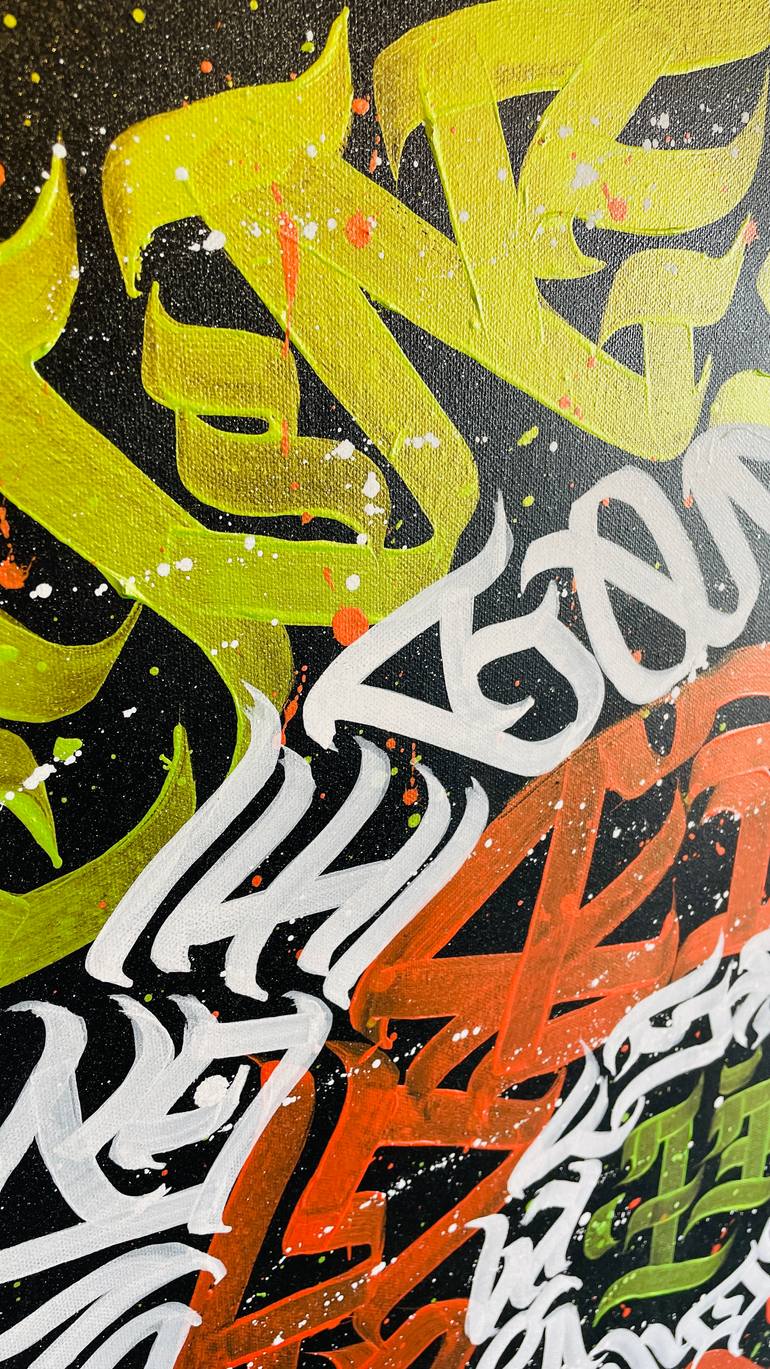 Original Abstract Calligraphy Painting by Burnzy Art