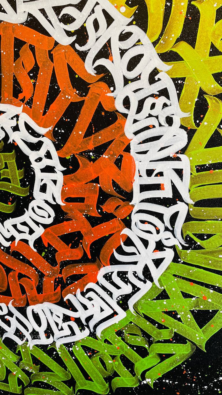 Original Abstract Calligraphy Painting by Burnzy Art