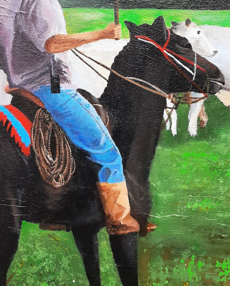 Original Figurative Horse Painting by Monica Le Crom