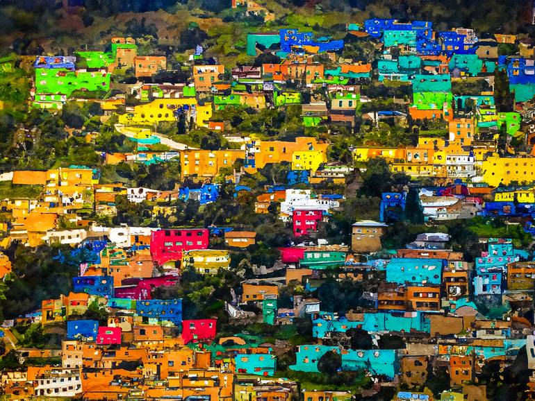 Original Cities Photography by Orlando Sanchez Cabrera | Digital Art Art on Paper | Little houses in the mountains