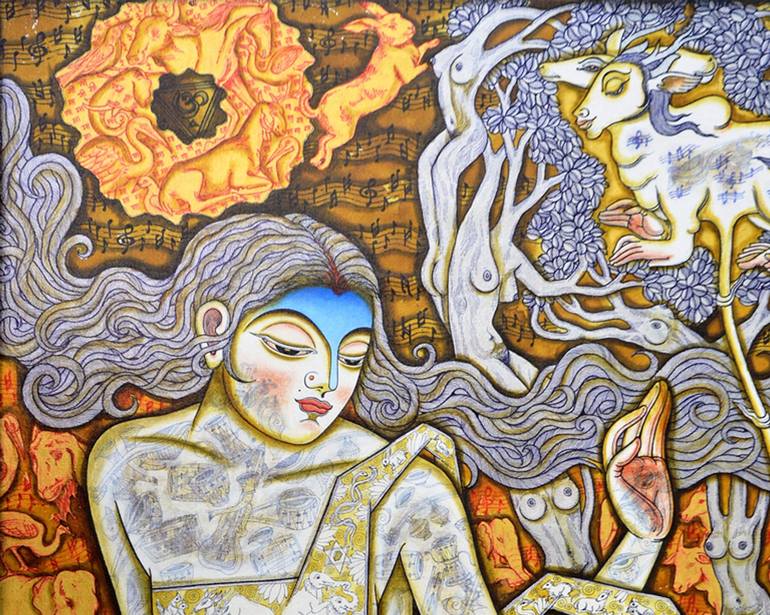 Original Contemporary Classical Mythology Painting by santosh kumar