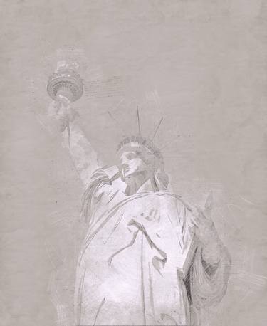 Statue of liberty vintage style, pencil sketch thumb
