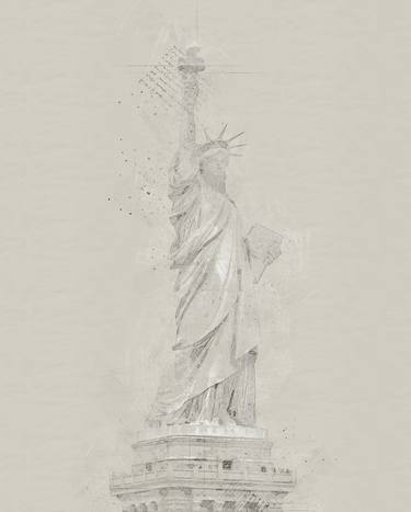 Statue of liberty vintage style pencil sketch thumb