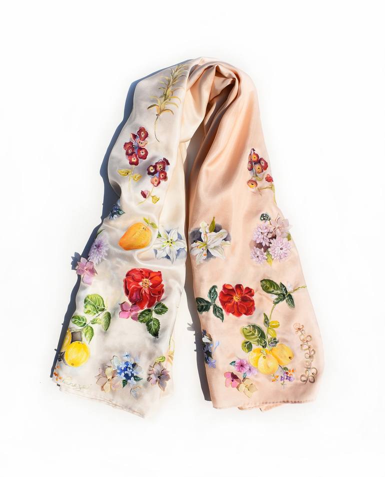 Silk Scarf with Butterflies - Secret Garden Collection 