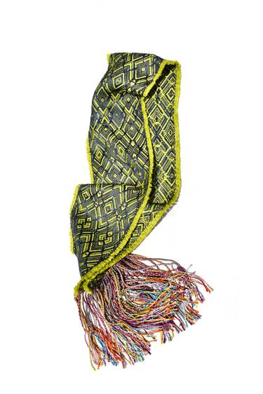 The Tribal silk scarf, hand woven. thumb