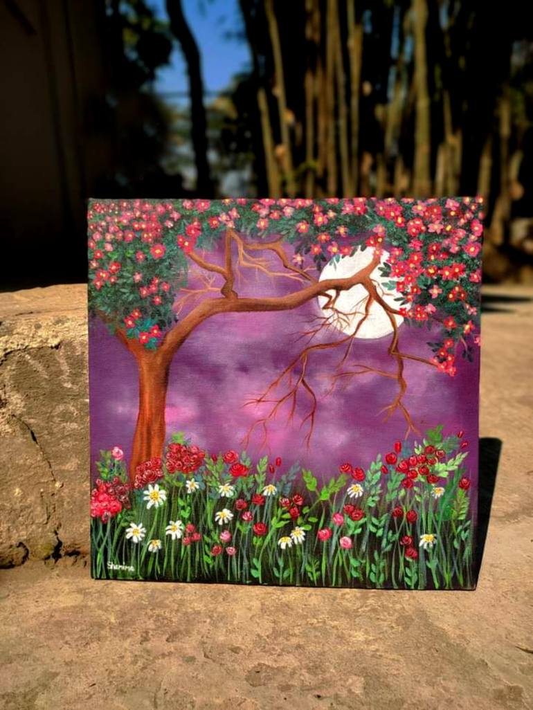 Original Street Art Floral Painting by Md Atikur Rahman