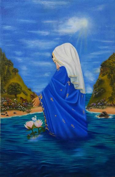 Mother Mary canvas painting 36×24", antique jesus mother art thumb