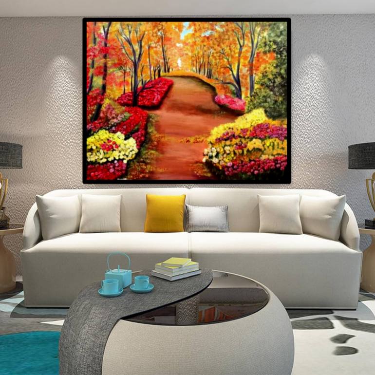 Original Realism Garden Painting by Md Atikur Rahman