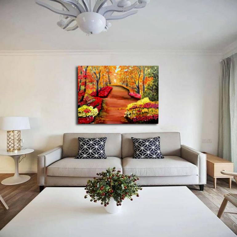 Original Realism Garden Painting by Md Atikur Rahman