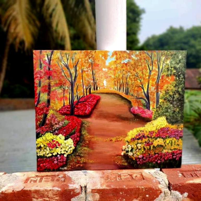Original Realism Garden Painting by Md Atikur Rahman