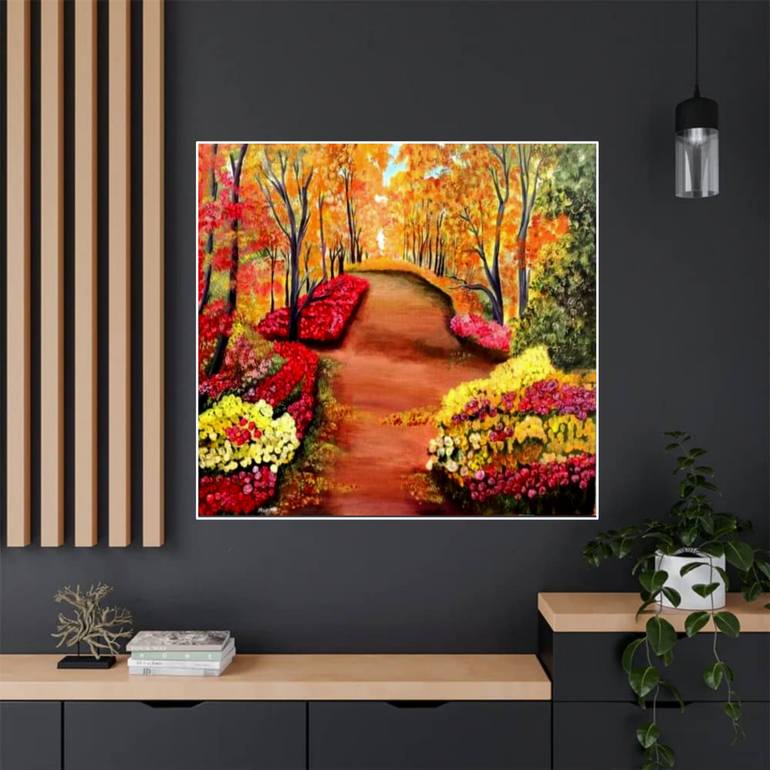 Original Realism Garden Painting by Md Atikur Rahman
