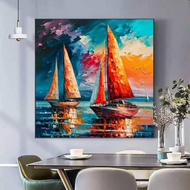 Original Abstract Boat Paintings by MD Atikur Rahman